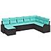 Set Divano da Giardino con cuscino 8 pcs Nero Poly Rattan - Foto miniatura 1