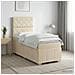 Letto Box Spring LED con Materasso Crema 90 x 200 cm Tessuto - Foto miniatura 4