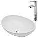 Lavello Bagno Con Miscelatore In Ceramica Ovale Bianco - Foto miniatura 1