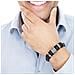 Bracciale da Uomo in Pelle, ""Ring"", 23cm, Argento - Foto miniatura 4