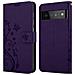 Cadorabo Custodia Compatibile Con Google Pixel 6 Pro In Lilla Scuro Fiore - Coperchio Protettivo In Design Floreale Con Chiusura Magnetica, Funzione Stand E Slot Per Carte - Foto miniatura 8