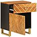 Comodino Marrone Nero 50x33x60 Cm In Legno Massello Di Mango - Foto miniatura 3