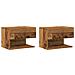 Comodini Da Parete 2pz Legno Antico - Foto miniatura 2