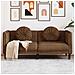 Divano a 2 Posti con Cuscini Marrone in Similpelle Scamosciata - Foto miniatura 2