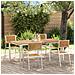 Set pranzo giardino  5 pezzi in legno massello di teak, Tavolo pranzo esterno  180x90x75 cm in legno massello di teak, Sedie giardino impilabili  4 pz in legno massello di teak e metallo - Foto miniatura 2