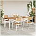 Set pranzo giardino  5 pezzi in legno massello di teak, Tavolo pranzo esterno  180x90x75 cm in legno massello di teak, Sedie giardino impilabili  4 pz in legno massello di teak e metallo - Foto miniatura 3