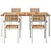 Set pranzo giardino  5 pezzi in legno massello di teak, Tavolo pranzo esterno  180x90x75 cm in legno massello di teak, Sedie giardino impilabili  4 pz in legno massello di teak e metallo - Foto miniatura 6