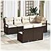 Set da giardino  in 7 pezzi con cuscini Marrone Rattan in polietilene, Divano da giardino  per 2 persone con cuscini Marrone Rattan in polietilene - Foto miniatura 2