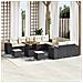 Set di divani da giardino con cuscini vitaXL 13 pezzi Nero Polyrattan Acacia, Set da pranzo da giardino vitaXL 3 pezzi con cuscini Nero Polyrattan Acacia - Foto miniatura 2