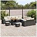 Set di divani da giardino con cuscini vitaXL 13 pezzi Nero Polyrattan Acacia, Set da pranzo da giardino vitaXL 3 pezzi con cuscini Nero Polyrattan Acacia - Foto miniatura 3