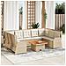 Set Divani da Giardino 7 pz con Cuscini in Polyrattan Beige - Foto miniatura 2