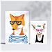 Set Di 6 Stampe Animali Hipster Disegnati A Mano In Stile Colorato. Stampa Su Sfondo Bianco Con Animali Vestiti Da Umani. A3 & A4 Senza Cornice - Foto miniatura 2