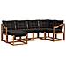 Set di divani da esterno con cuscino 6 pcs Naturale e Nero - Foto miniatura 1
