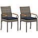 Sedie da giardino 2 pcs Grigio e Blu Navy Polyrattan e acacia - Foto miniatura 1