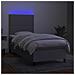 Letto a Molle Materasso e LED Grigio Chiaro 90x190 cm Tessuto - Foto miniatura 2