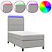 Letto a Molle Materasso e LED Grigio Chiaro 90x190 cm Tessuto - Foto miniatura 1