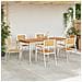 Set Pranzo Giardino  7 Pezzi Legno Massello Teak, Tavolo da Pranzo Esterni  180x90x75 cm Legno Massello Teak, Sedie Giardino Impilabili 2 pcs Legno Massello Teak e Metallo, Sedie Giardino Impilabili 4 pcs Legno Massello Teak e Metallo - Foto miniatura 3