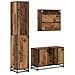 Set di mobili per il bagno con lo scaffale 3 pcs Legno vecchio - Foto miniatura 9
