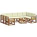 Set di divani da esterno con cuscino 10 pcs Naturale e Crema - Foto miniatura 3