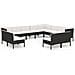 Set Divani Da Giardino 11 Pz Con Cuscini In Polyrattan Nero - Foto miniatura 2