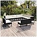 Set Divani Da Giardino 11 Pz Con Cuscini In Polyrattan Nero - Foto miniatura 1