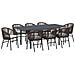 Set pranzo giardino  da 10 pezzi con cuscini Marrone Polyrattan, Tavolo giardino allungabile  Anthracite (140-210)x90x73 cm Acciaio - Foto miniatura 1