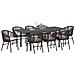 Set pranzo giardino  da 10 pezzi con cuscini Marrone Polyrattan, Tavolo giardino allungabile  Anthracite (140-210)x90x73 cm Acciaio - Foto miniatura 3