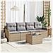 Set Divano da Giardino 5 Pezzi con Cuscini Beige in Rattan Sintetico, Divano da Giardino 2 Posti con Cuscini Beige in Rattan Sintetico - Foto miniatura 2