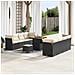 Set giardino  11 pezzi con cuscini polyrattan nero e acacia, Set pranzo giardino  3 pezzi con cuscini polyrattan nero e acacia - Foto miniatura 2