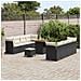 Set giardino  11 pezzi con cuscini polyrattan nero e acacia, Set pranzo giardino  3 pezzi con cuscini polyrattan nero e acacia - Foto miniatura 3