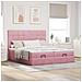 Struttura Letto Pouf con Materassi Rosa 200x200 cm Velluto - Foto miniatura 4