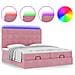 Struttura Letto Pouf con Materassi Rosa 200x200 cm Velluto - Foto miniatura 5