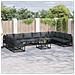 Set Divano da Giardino con cuscino 10 pcs Nero Alluminio - Foto miniatura 2
