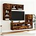 Mobili TV a Muro con LED 5pz Rovere Fumo in Legno Multistrato - Foto miniatura 3