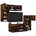 Mobili TV a Muro con LED 5pz Rovere Fumo in Legno Multistrato - Foto miniatura 4