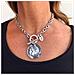 Collana A Catena In Argento Con Grande Ciondolo A Forma Di Moneta Placcata In Argento. - Foto miniatura 2