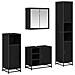 Set di mobili per il bagno 4 pcs Rovere Nero Legno multistrato - Foto miniatura 1