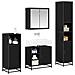 Set di mobili per il bagno 4 pcs Rovere Nero Legno multistrato - Foto miniatura 3
