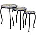 Set Di 3 Supporti, Mosaico Blu E Ferro Battuto, 33x33x37h-28x28x33h-23 - Foto miniatura 1