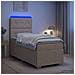 Letto Box Spring LED con Materasso Crema 100 x 200 cm Tessuto - Foto miniatura 2