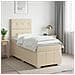 Letto Box Spring LED con Materasso Crema 100 x 200 cm Tessuto - Foto miniatura 4