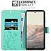 Custodia Compatibile Con Google Pixel 6 In Turchese Fiore - Coperchio Protettivo In Design Floreale Con Chiusura Magnetica, Funzione Stand E Slot Per Carte - Foto miniatura 3