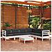 Set Divani Da Giardino 7 Pz Con Cuscini Bianchi Legno Di Pino - Foto miniatura 1
