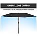 Ombrellone da Giardino Doppio con Apertura a Manovella, in Acciaio e Poliestere, 460x270x240 cm, Nero - Foto miniatura 3
