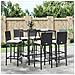 Set Bar da Giardino 7 pz con Cuscini in Polyrattan Nero - Foto miniatura 2
