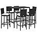 Set Bar da Giardino 7 pz con Cuscini in Polyrattan Nero - Foto miniatura 3