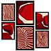 Set Di 6 Stampe Pietre Rosse In Forme Astratte, Dipinti Decorativi Estetici Per Il Tuo Soggiorno, Camera Da Letto, Casa A3 & A4 Cornice Nera - Foto miniatura 1