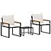Set di Mobili con cuscino 3 pcs Nero e Bianco Crema Rattan - Foto miniatura 1