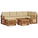 Set divani 7 pcs Naturale e Beige Legno di Acacia Massello - Foto miniatura 1