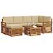 Set divani 7 pcs Naturale e Beige Legno di Acacia Massello - Foto miniatura 3